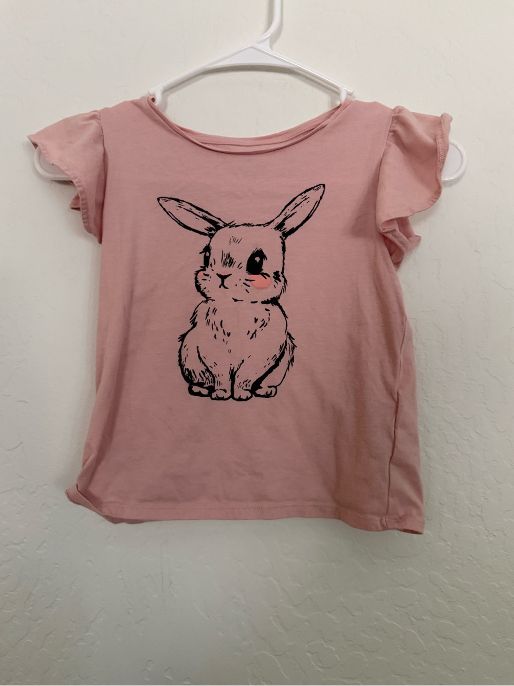 H&M Pink Bunny Tee with Flutter Sleeves